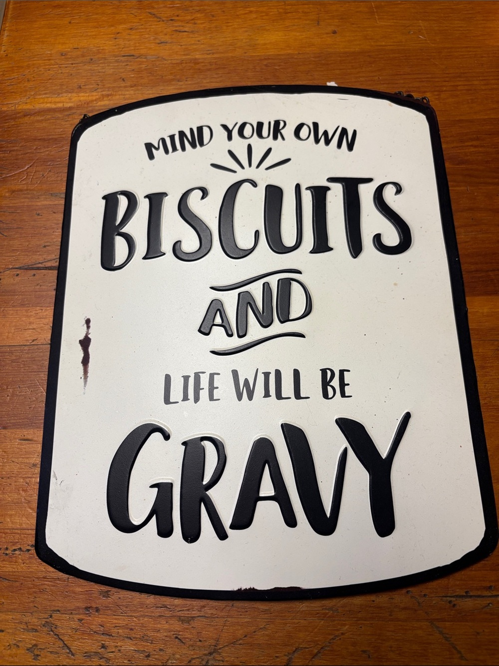 Open Road Brands Black and White 'Mind Your Own Biscuits' Wall Sign